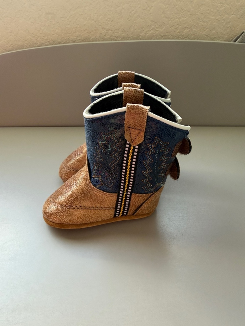 Old West Brown and Blue Toddler Western Boots
